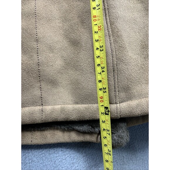 Vintage Women's Gallery Brown Faux Fur Polyester Button Down Long Coat Large - Picture 7 of 16